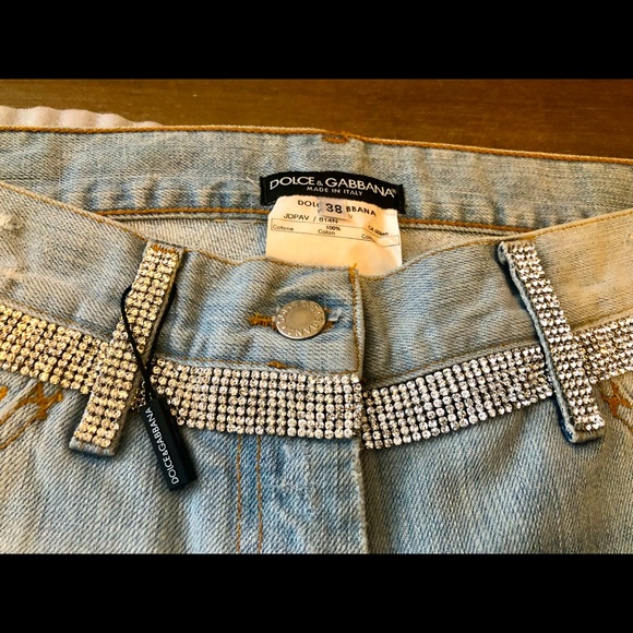 DOLCE & GABBANA CRYSTAL JEANS $475 NEW 38 - Picture 3 of 14